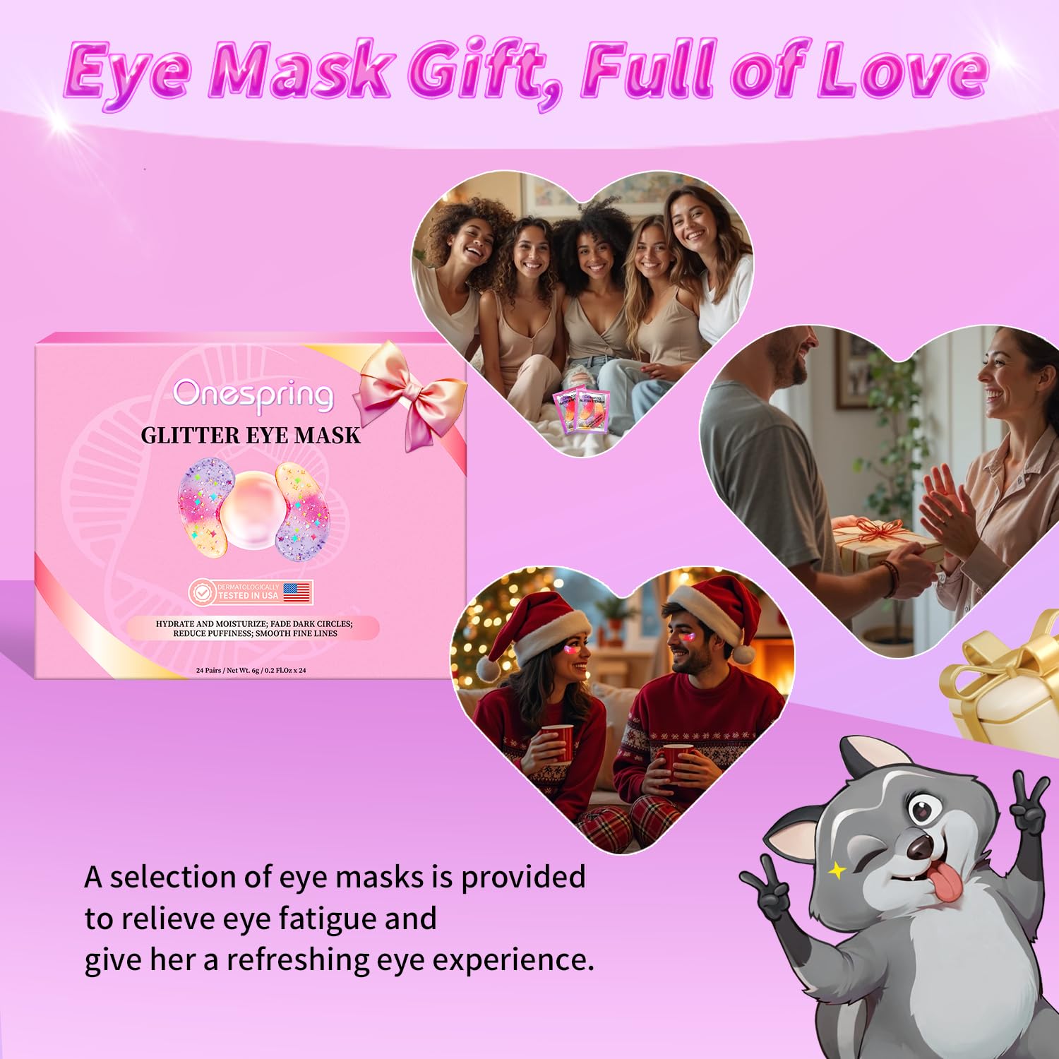 Onespring Eye Masks hydrating glow shot emphasizes deep moisture for brighter under-eye skin.