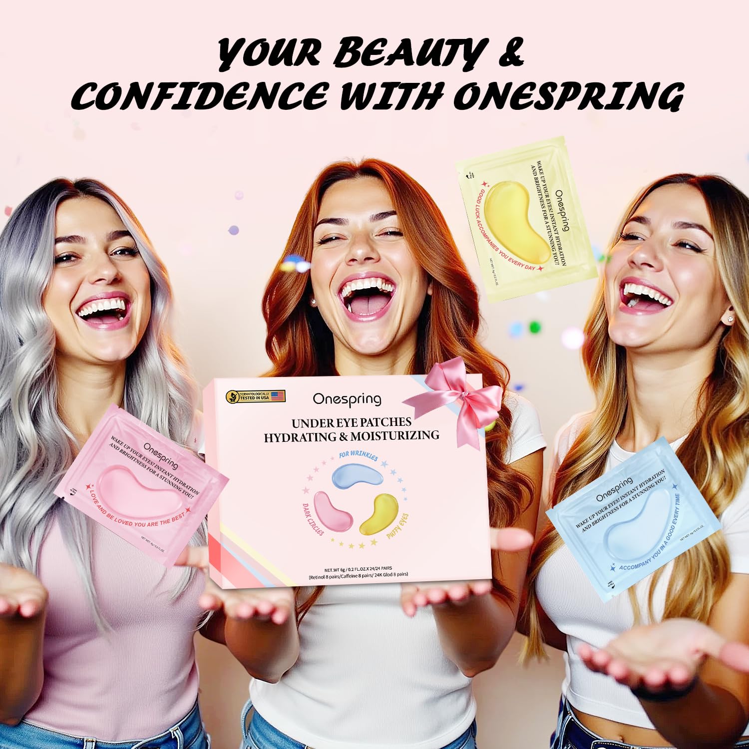 Onespring Eye Masks under-eye area focus highlighting targeted care.