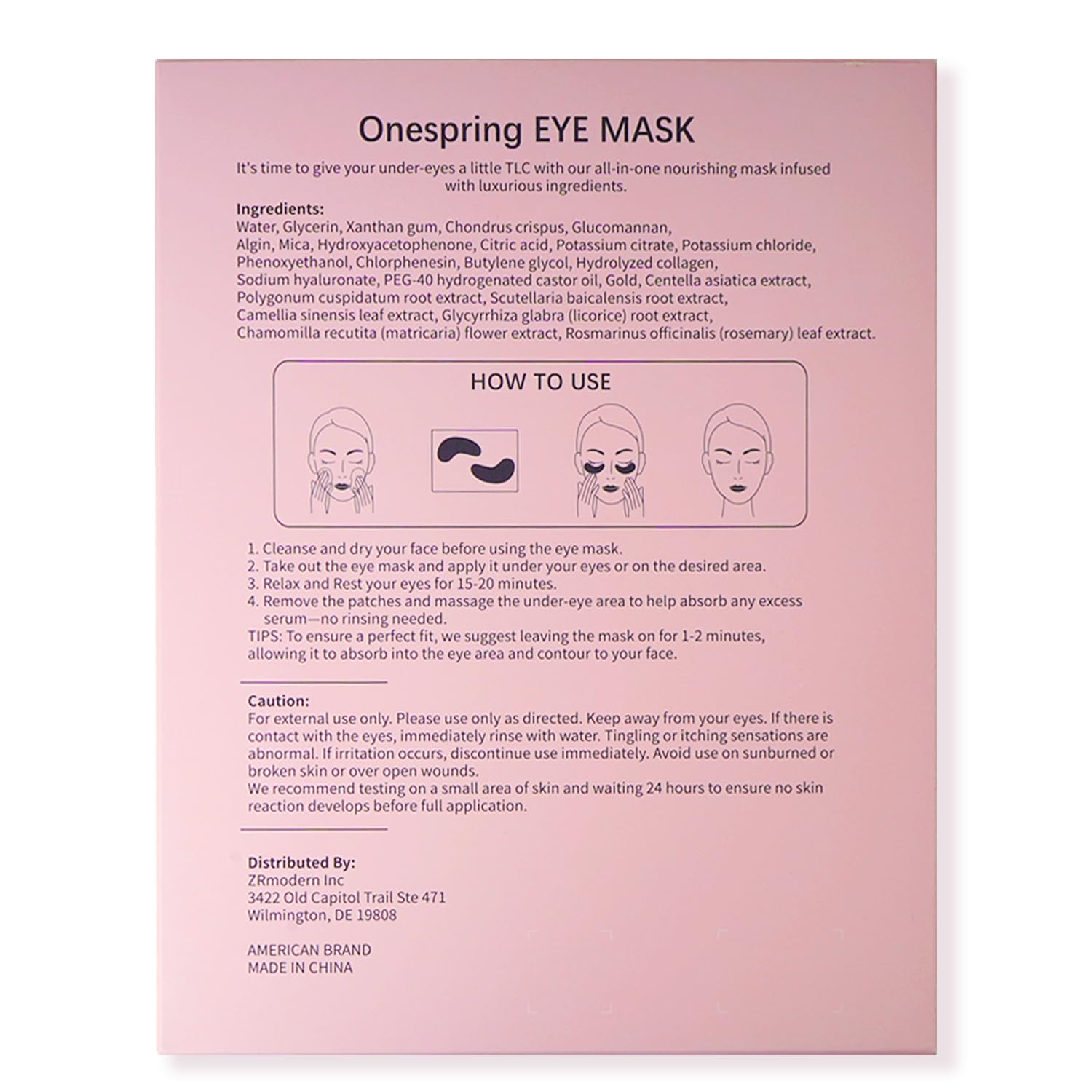 Onspring Under Eye Patches sensitive-skin friendly formula image communicates safe everyday use
