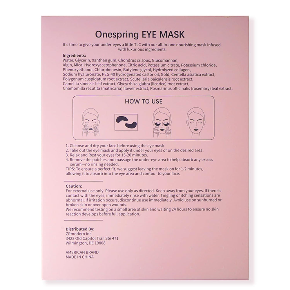 Onspring Under Eye Patches sensitive-skin friendly formula image communicates safe everyday use