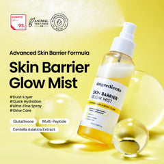 ONGREDIENTS dual-layer formula closeup shows peptide-rich layer with lightweight mist delivery.