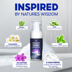 ONIIZ masculine foam perfume wash pour demonstrates controlled dispensing