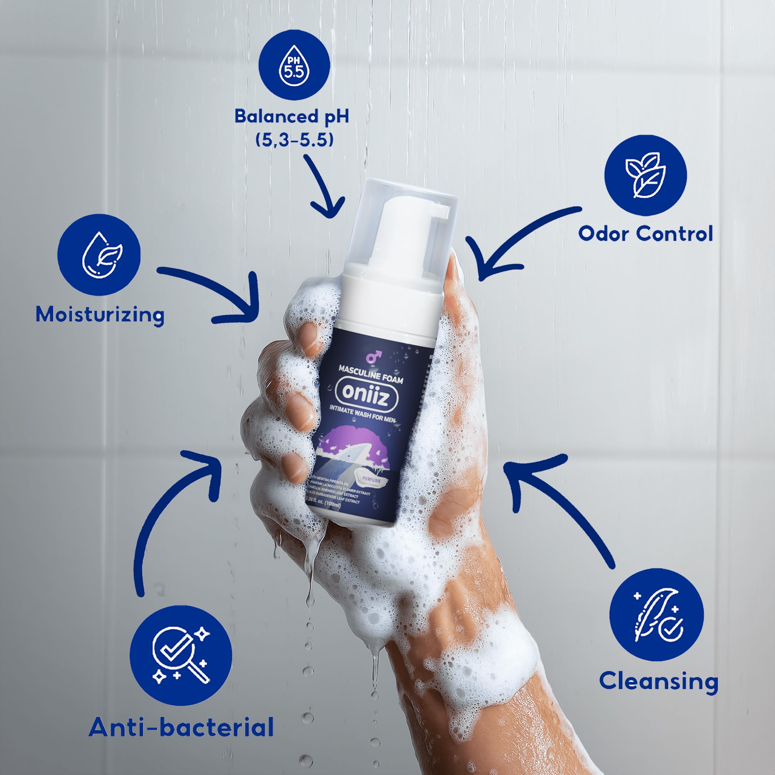 ONIIZ travel-size masculine wash bottle for on-the-go cleansing