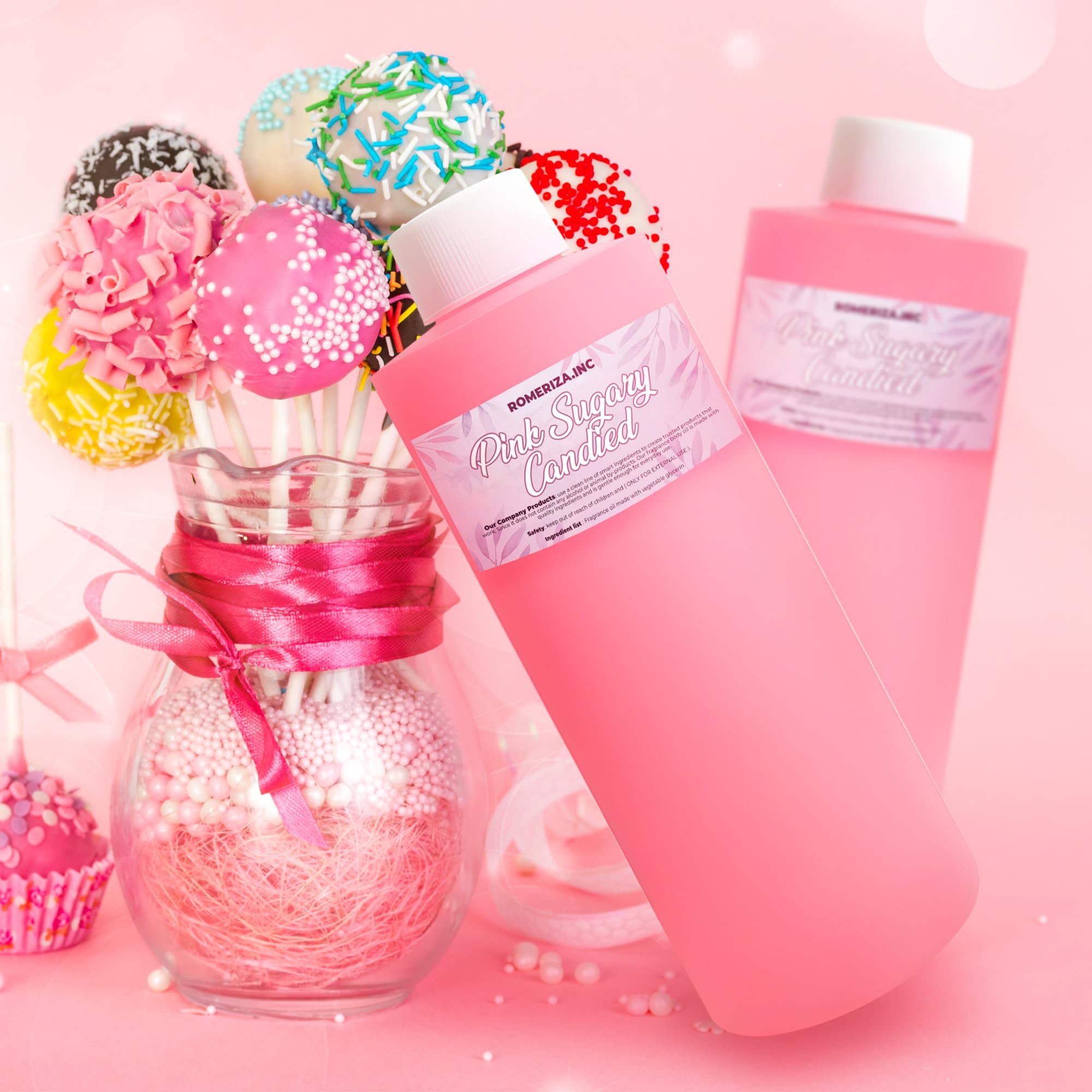 Onisavings Pink Sugary Candied Fragrance Body Oil bottle-cap detail indicates secure leak-resistant design.