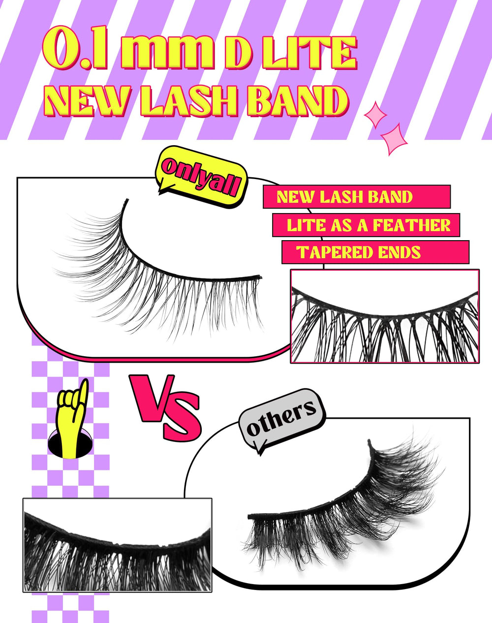 Onlyall lashes 7-pair DK32 black pack displays variety