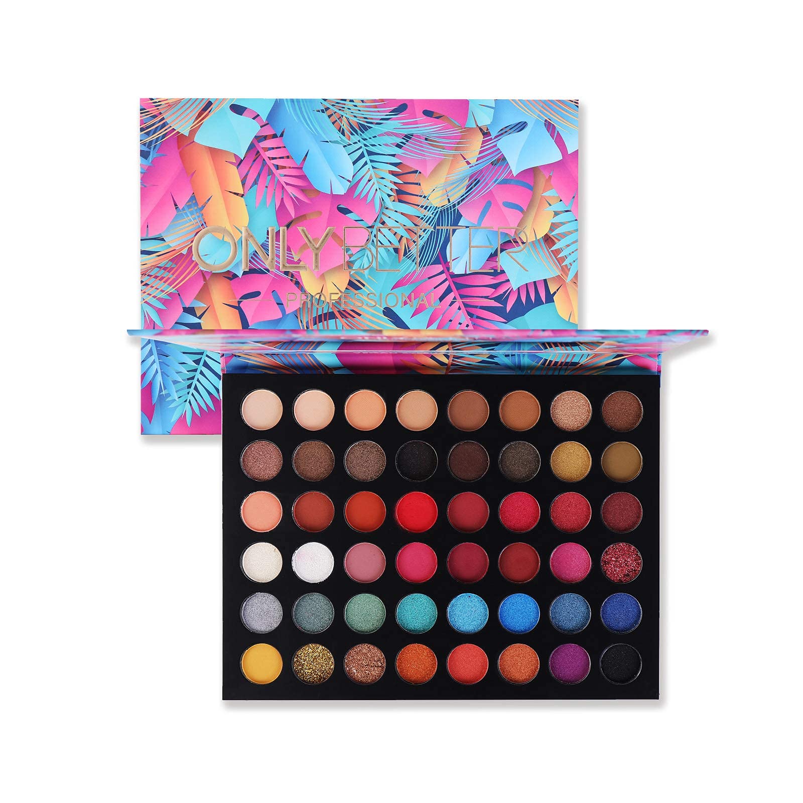 ONLYBETTER Eyeshadow Palette 48 colors swatches for versatile day-to-night looks.