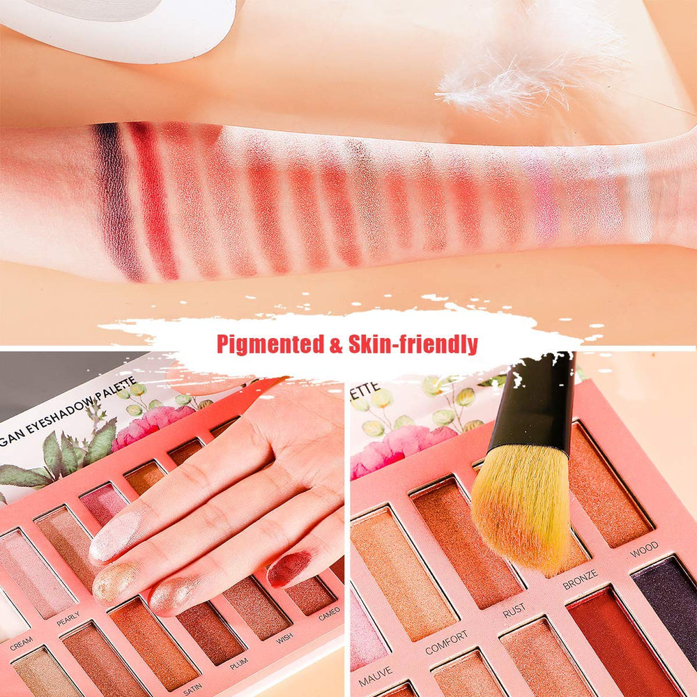 ONLYBETTER vegan nude eyeshadow palette built-in mirror enables quick makeup checks anywhere.