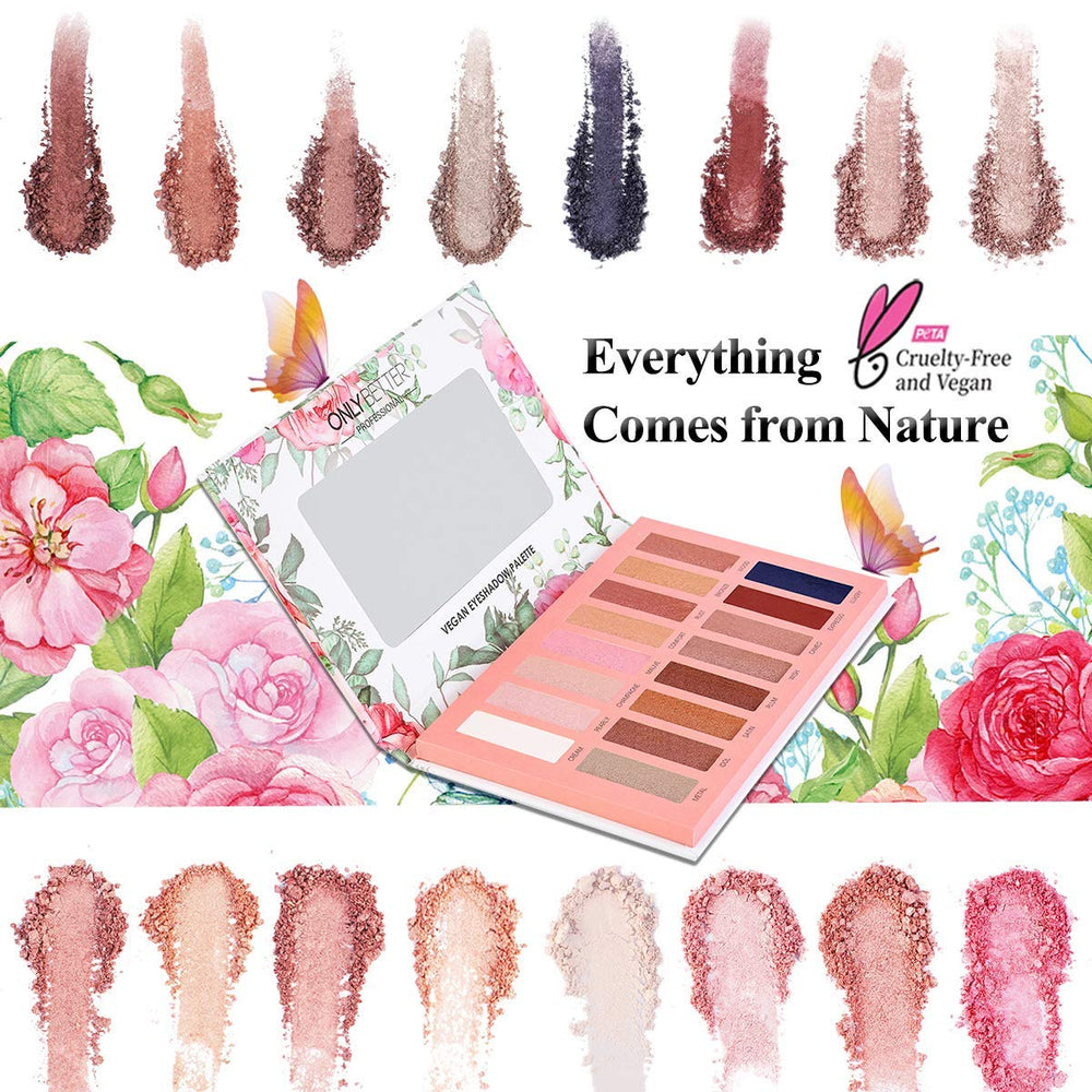 ONLYBETTER vegan nude eyeshadow palette gift-ready packaging suits holidays.