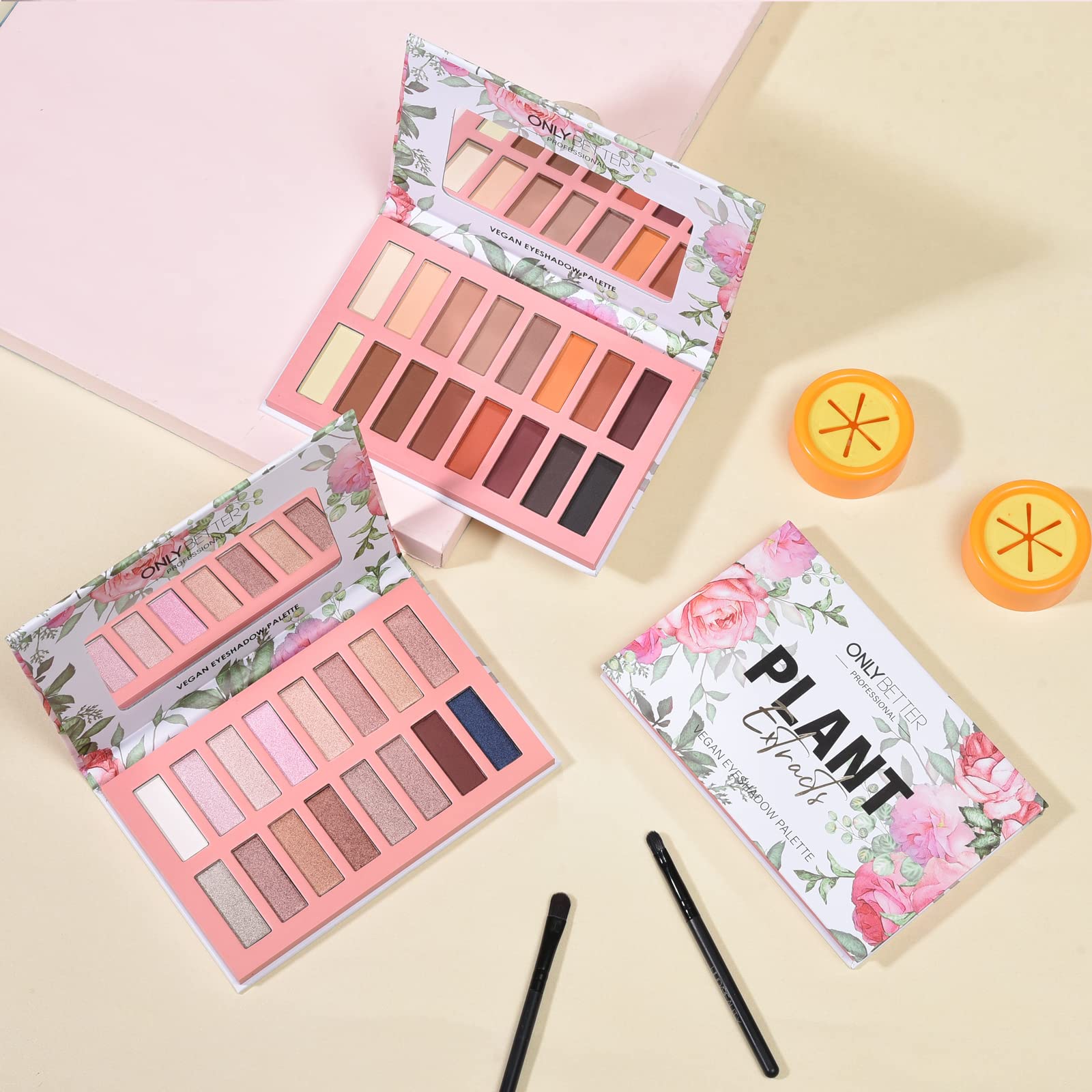 ONLYBETTER vegan nude eyeshadow palette matte and shimmer shades for versatile looks.