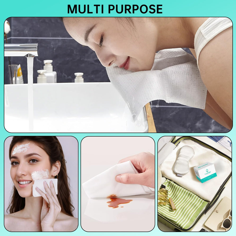 ONLYCARE disposable face towel made from chemical-free materials for sensitive skin.