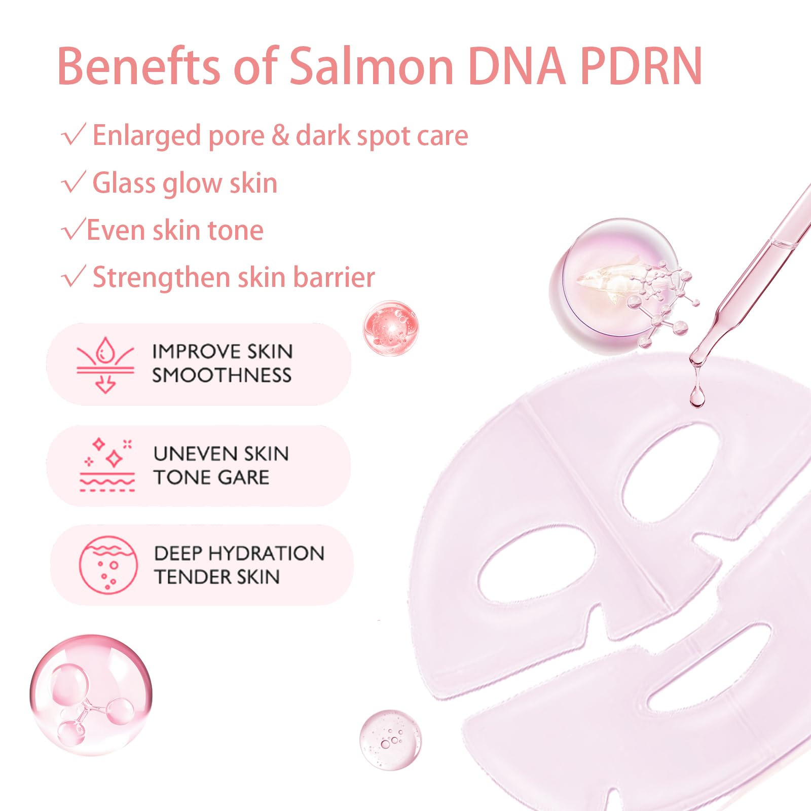 ONMYLOVIN salmon DNA PDRN pink mask hydrogel texture close-up reveals nutrient-rich penetration.