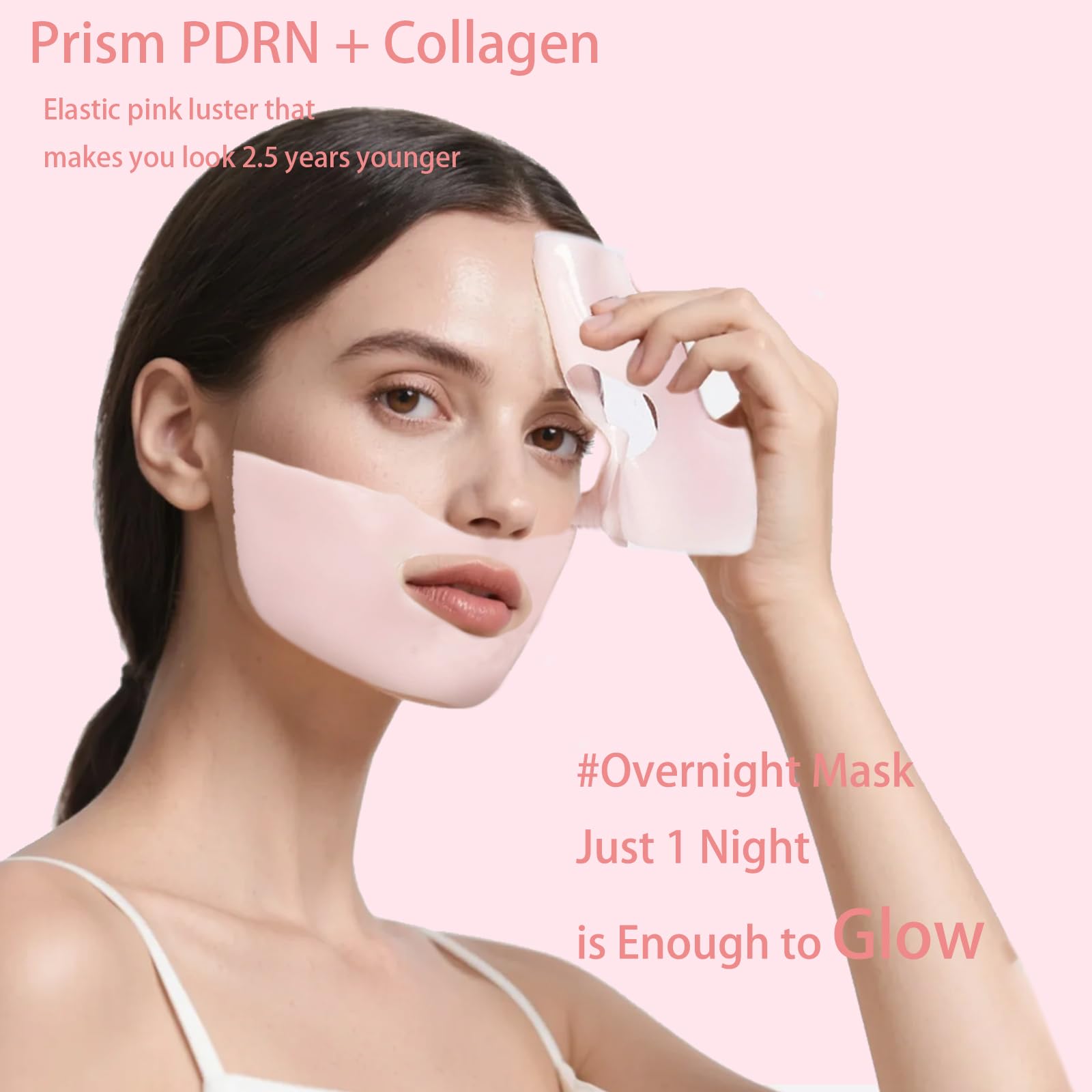 ONMYLOVIN salmon DNA PDRN pink mask sheet ready for direct-on-face application and hydration.