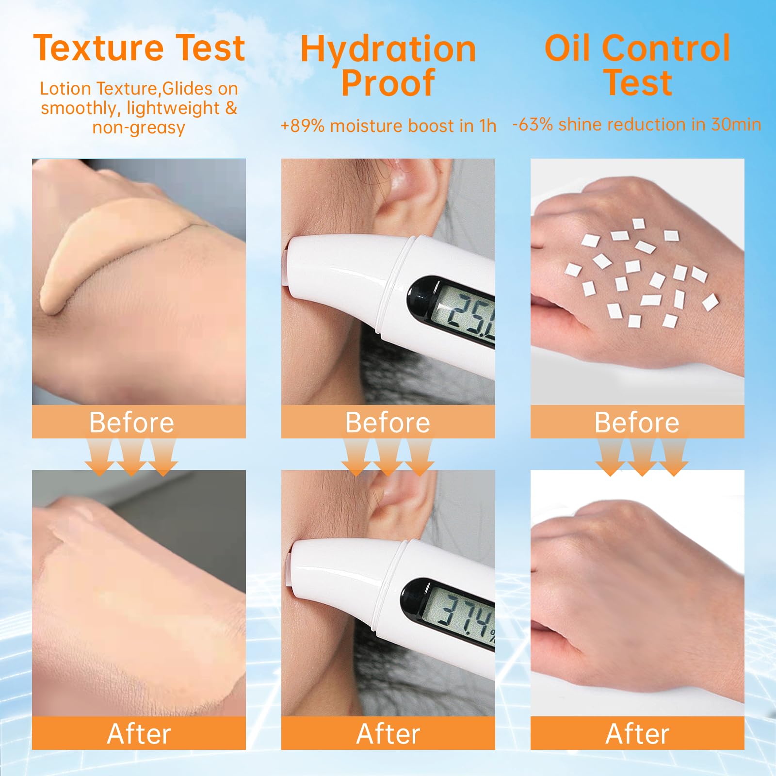 ONSART tinted sunscreen blue light protection illustration highlighting screen safety.