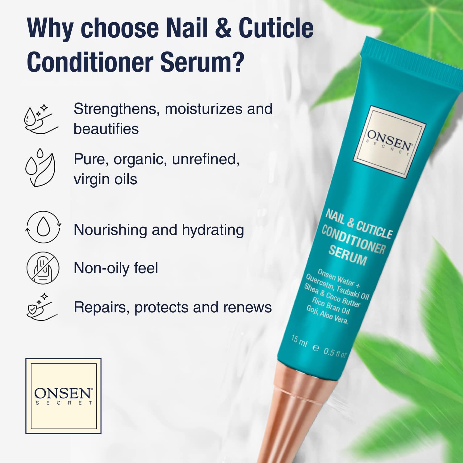 Onsen Secret cuticle cream jar closeup highlights rich restoration for damaged cuticles.