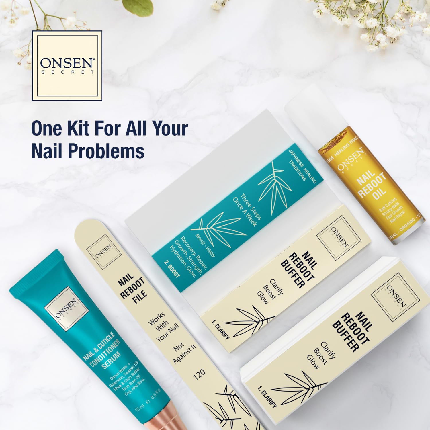 Onsen Secret cuticle oil 10ml bottle for quick cuticle nourishment.