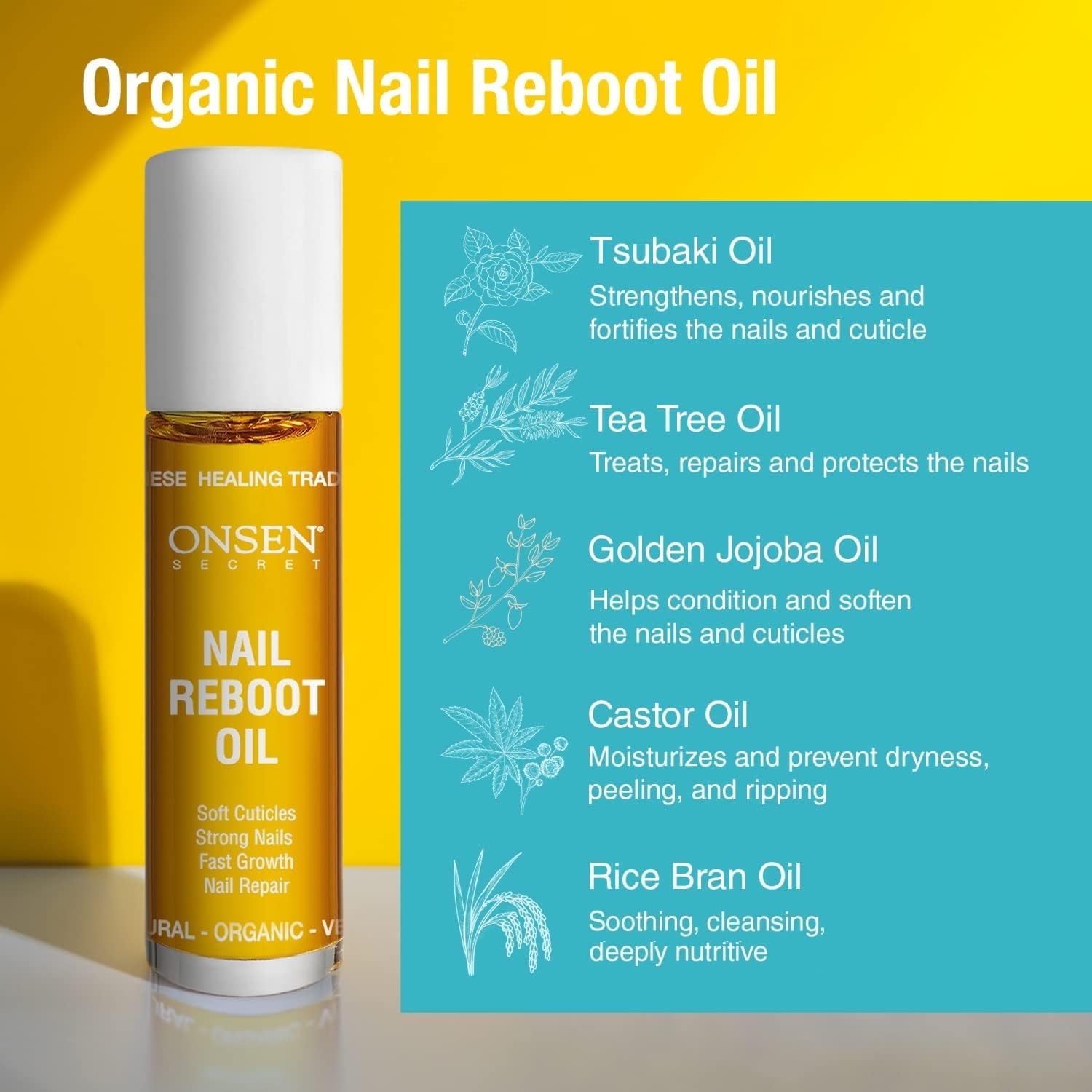 Onsen Secret healthy nails closeup with natural shine.
