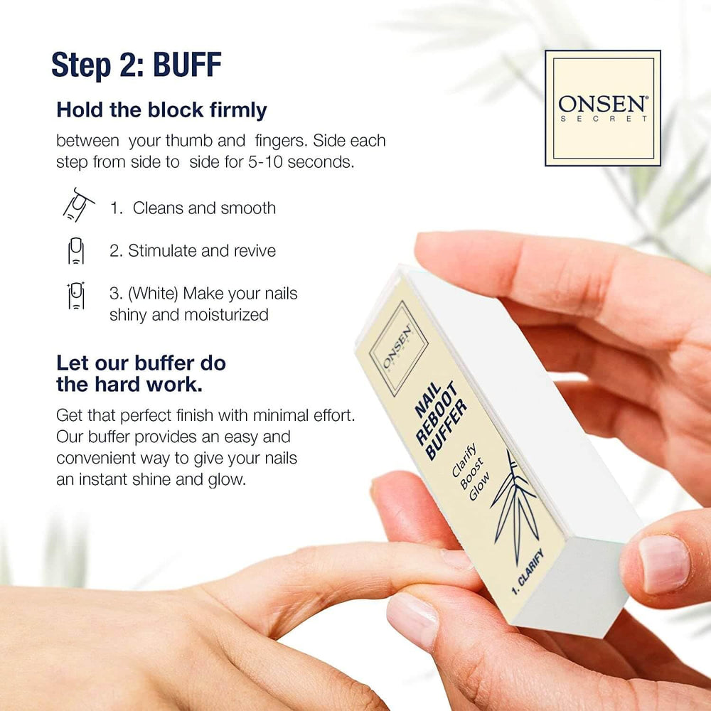 Onsen Secret Nail Care Kit durable buffing block with replaceable pads enables long-term use