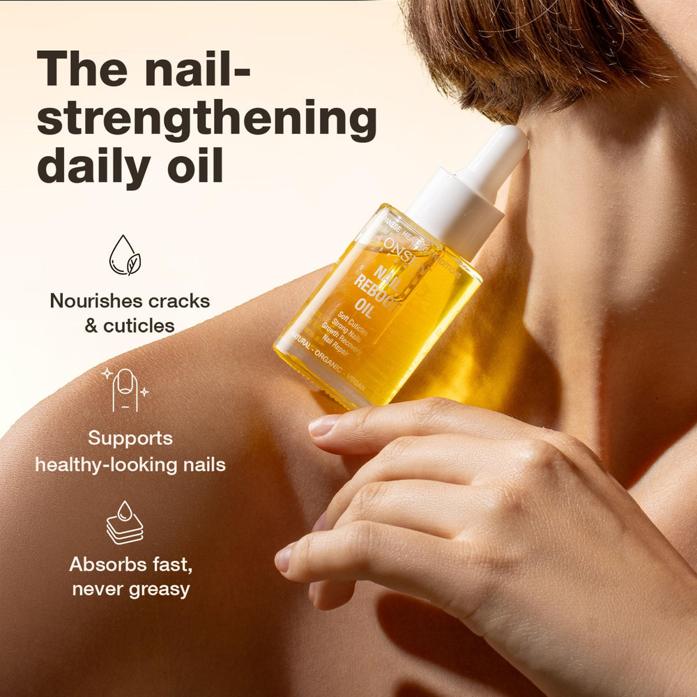 Onsen Secret Nail & Cuticle Oil drop on cuticle for hydration