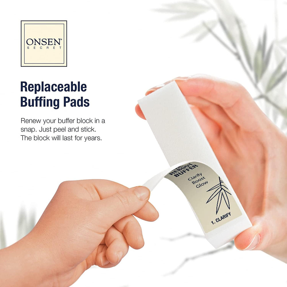 Onsen Secret replacement buffer pads for long-lasting buffing.