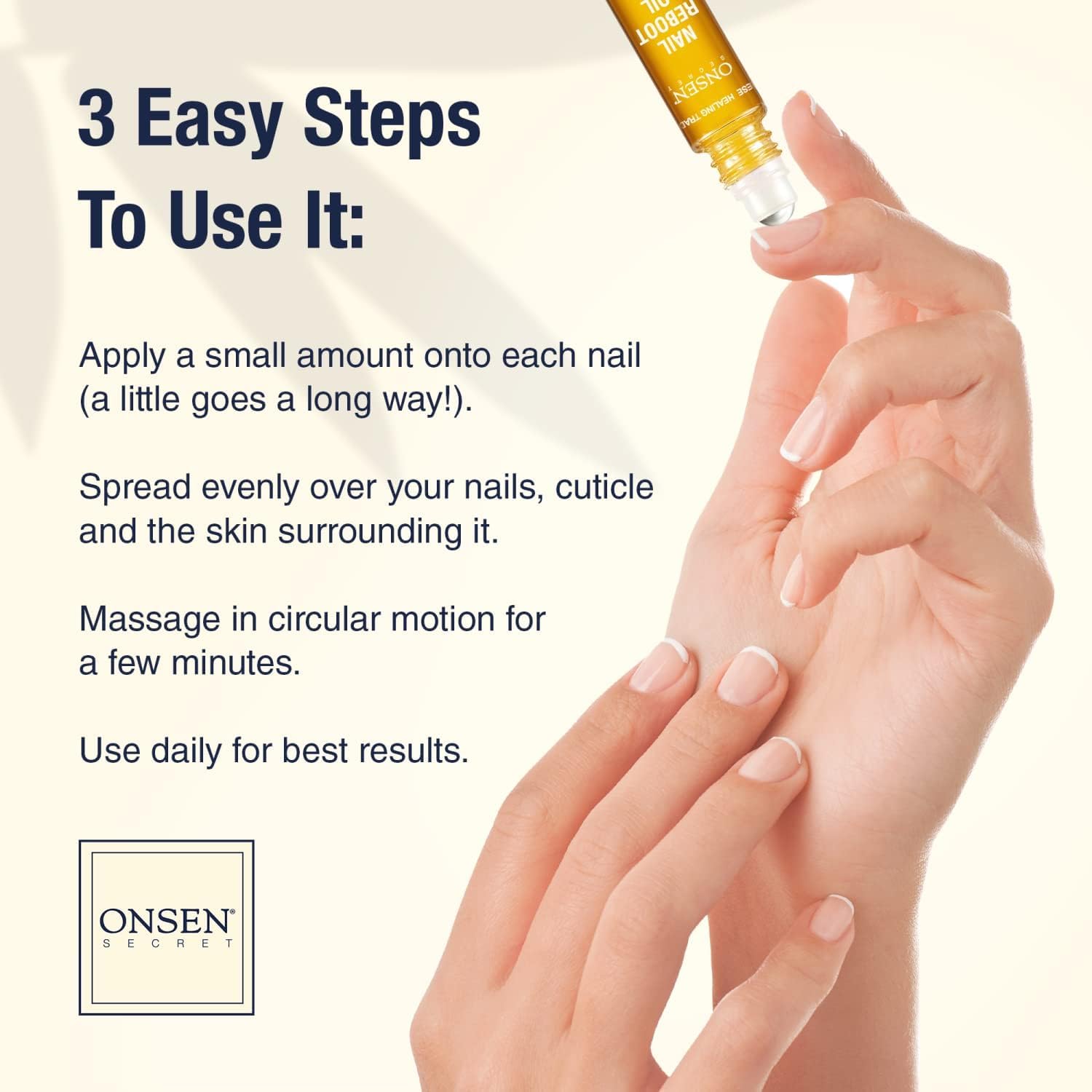 Onsen Secret tea tree and tsubaki benefits for revived nails.