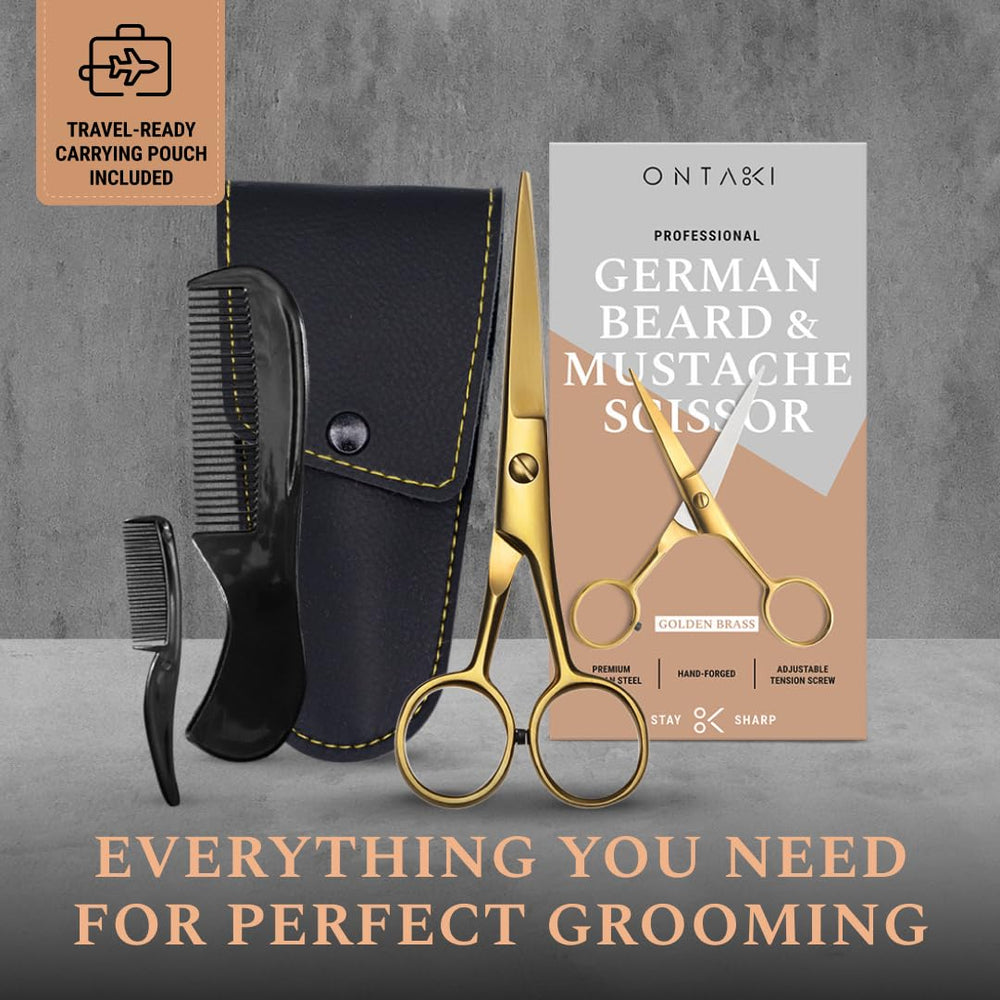 Ontaki brass grooming kit mustache comb for tidy styling