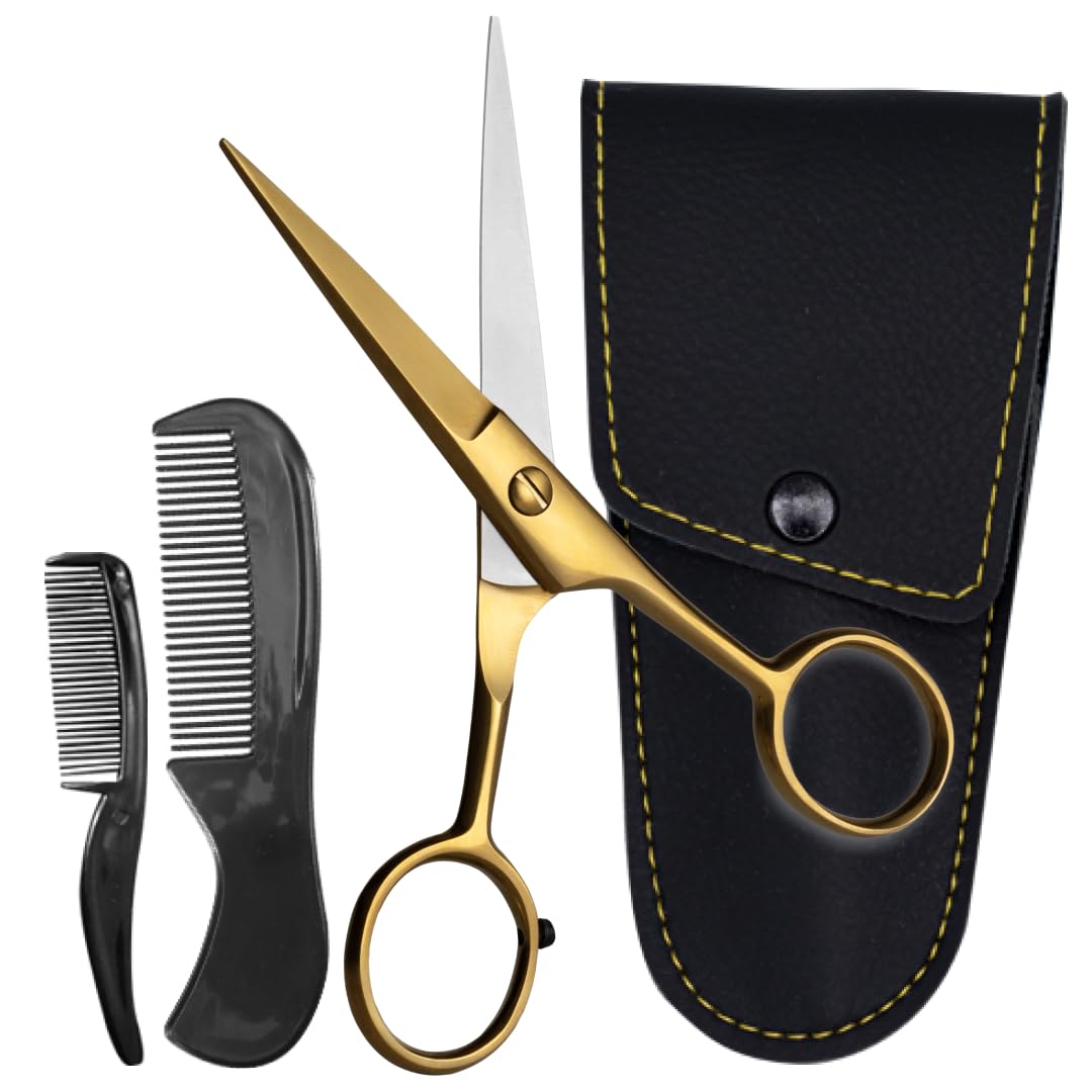 Ontaki brass grooming kit precision scissors close-up for precise trims
