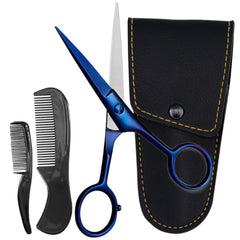 ONTAKI facial hair scissors 5-inch blade close-up for precise beard trimming.