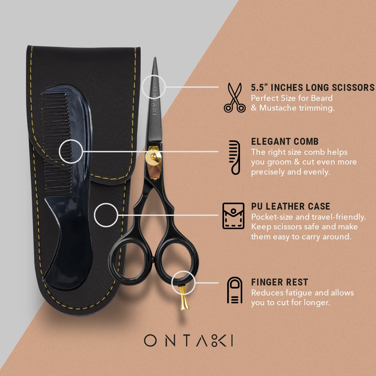 ONTAKI grooming scissors in gift-ready design suitable for professionals and home use.