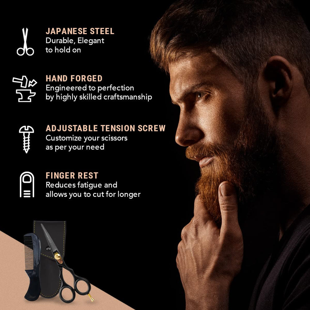 ONTAKI Japanese steel scissors feature convex blades ideal for hair trimming.