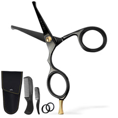 Ontaki mustache scissors, 4.2-inch black Japanese steel for precise grooming and durability.