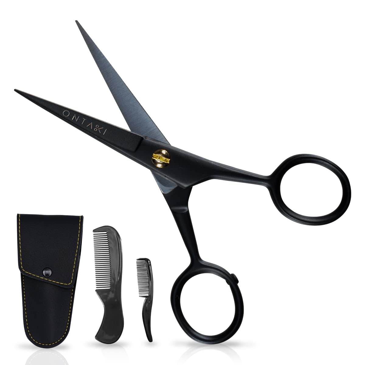 Ontaki mustache scissors 5in black provide precise cuts for clean facial hair shaping.