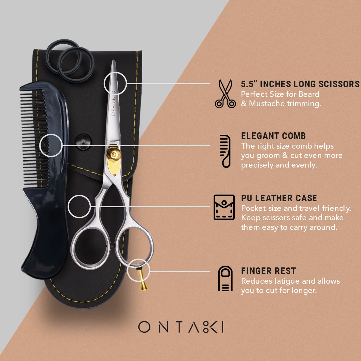 Ontaki sleek silver grooming scissors as a gift-ready tool for enthusiasts and professionals