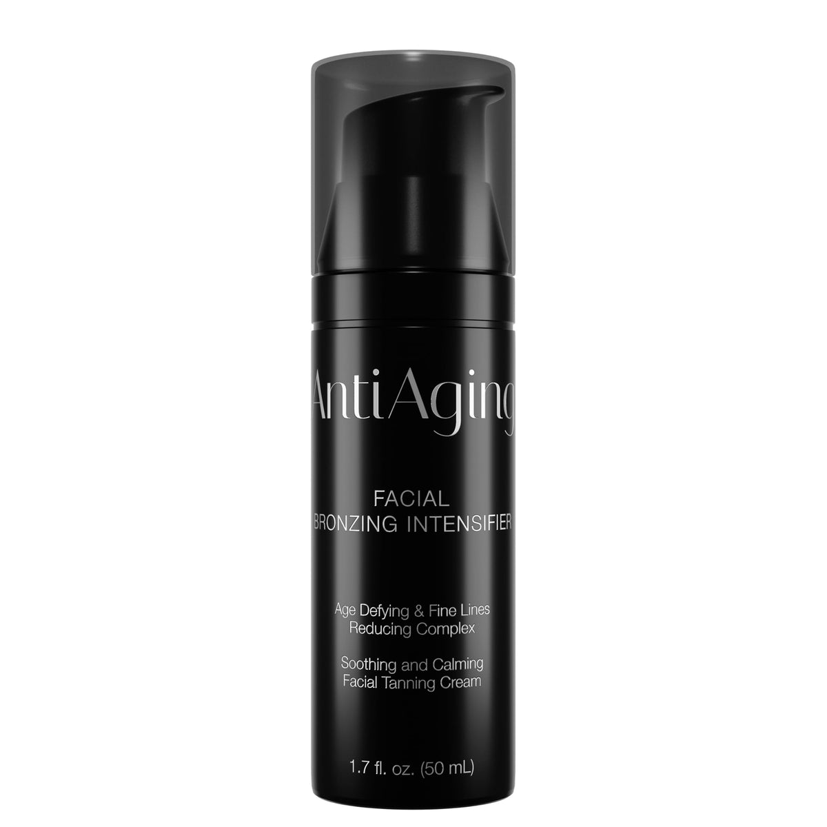 Onyx anti-aging face tanning lotion bottle demonstrates easy indoor tanning with smooth hydration.