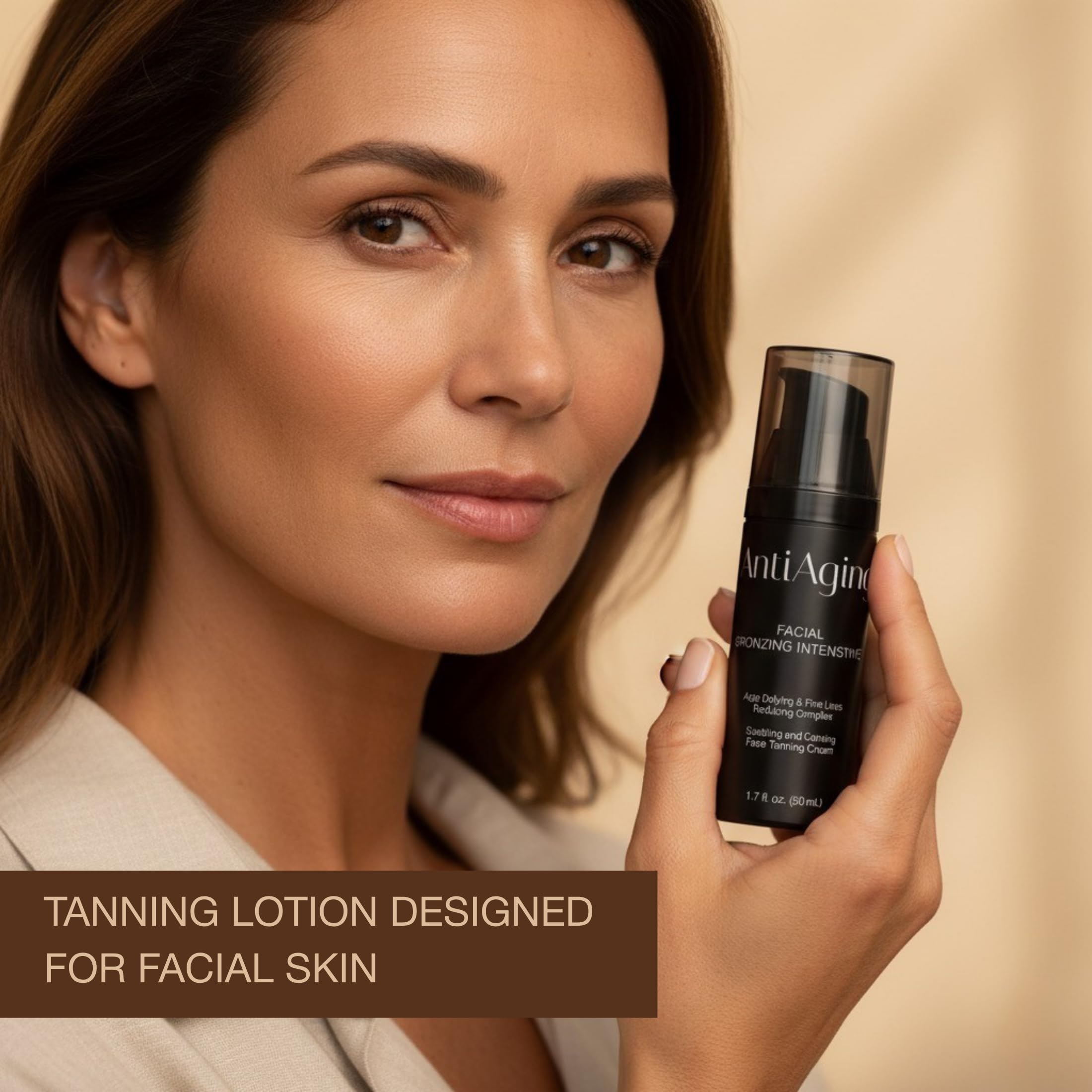 Onyx anti-aging face tanning lotion texture during application shows easy spread and lightweight feel.