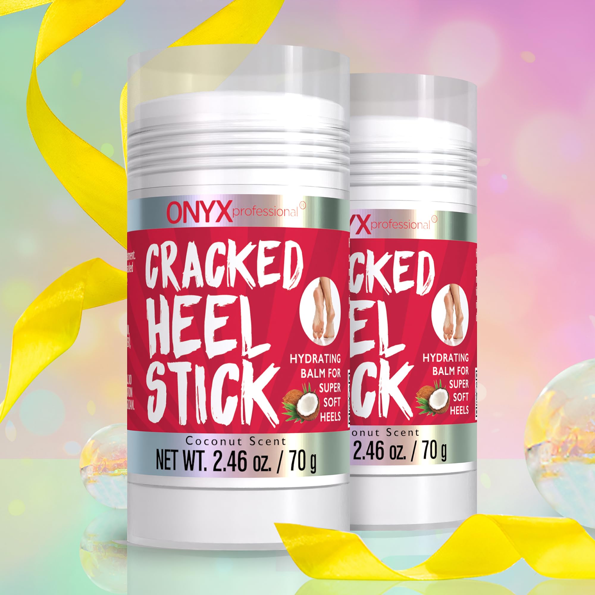 Onyx Professional cracked heel balm stick for dry feet showing rich beeswax formula.