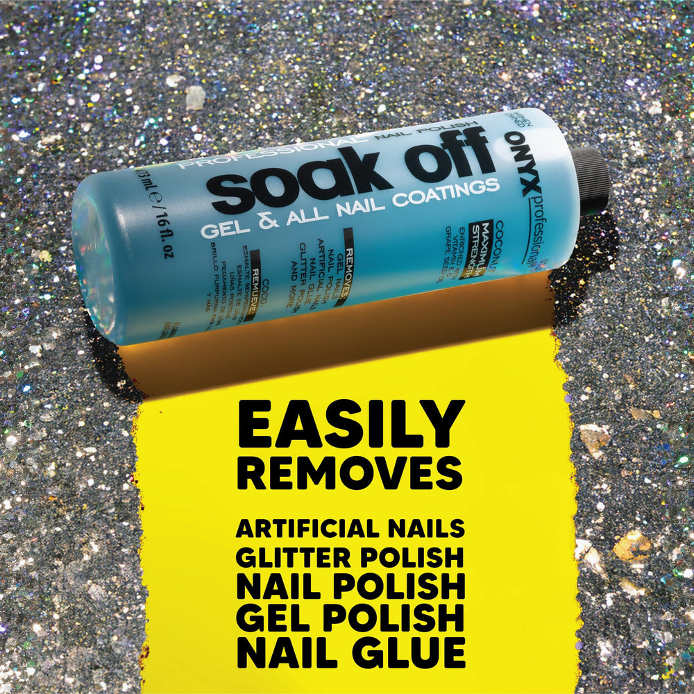 Onyx Professional maximum-strength soak-off remover tackles gel polish and glitter.