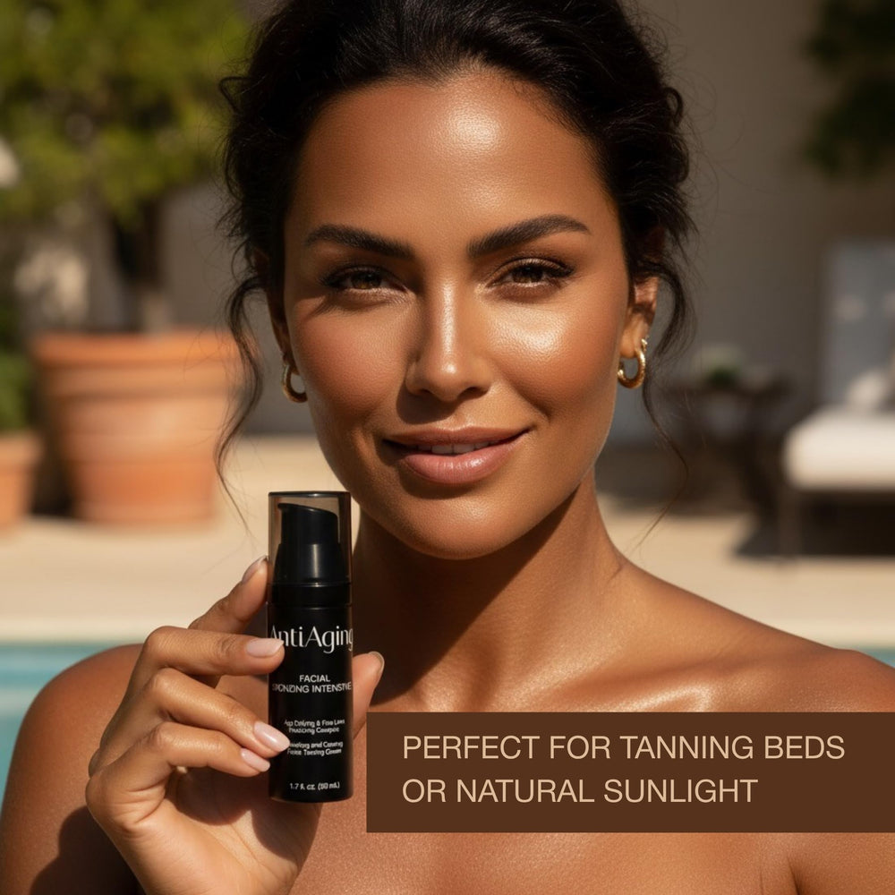 Onyx tanning lotion bed-compatibility image suggests optimized UV performance for tanning beds.