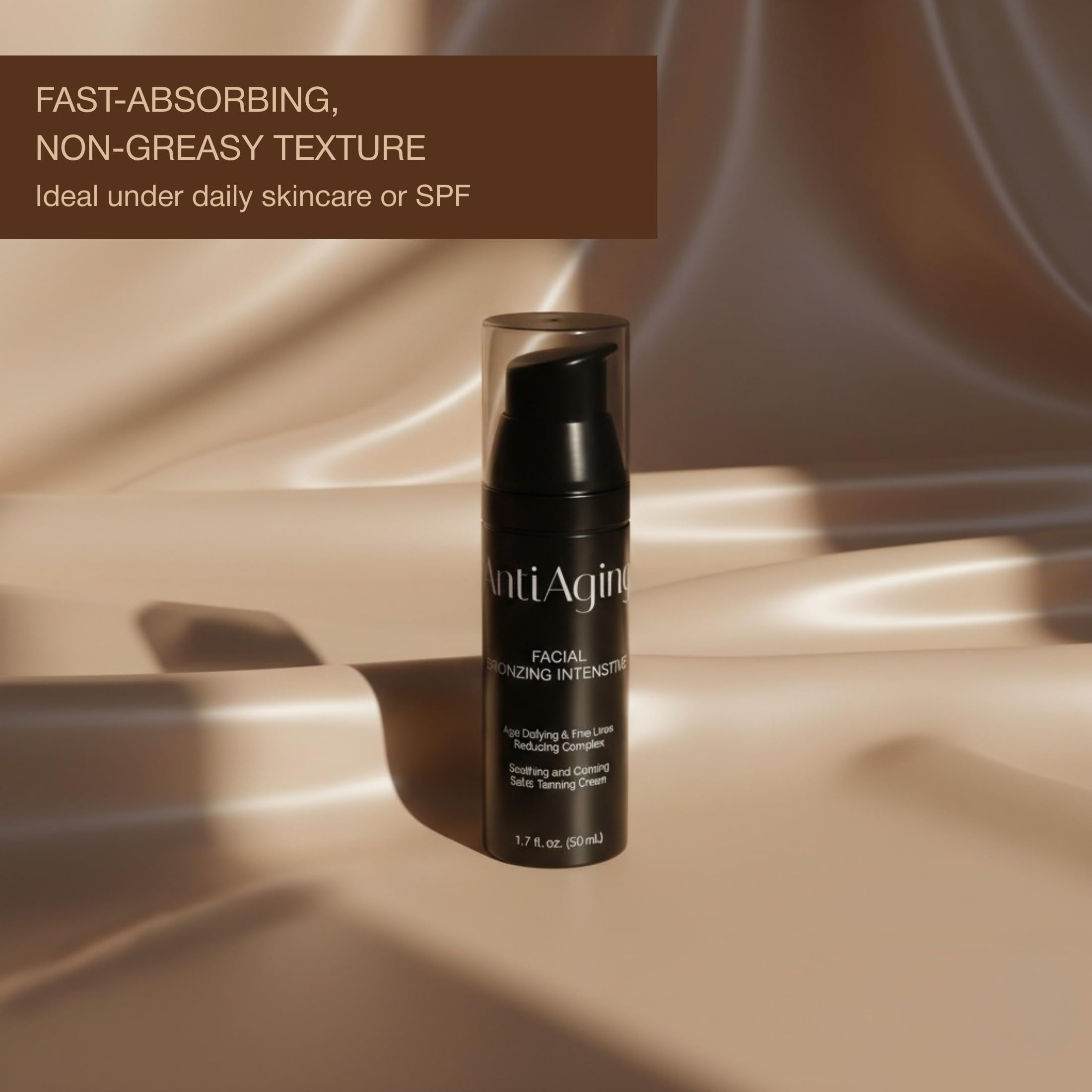 Onyx tanning lotion fast-absorption closeup demonstrates non-greasy, comfortable wear.