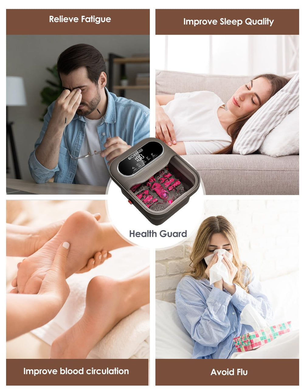 OOAMBB massage rollers provide targeted foot massage during soaking.