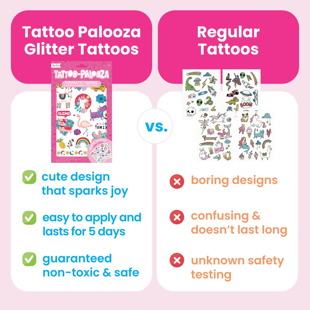 Ooly glitter tattoos safe skin-friendly inks gentle on kids' skin
