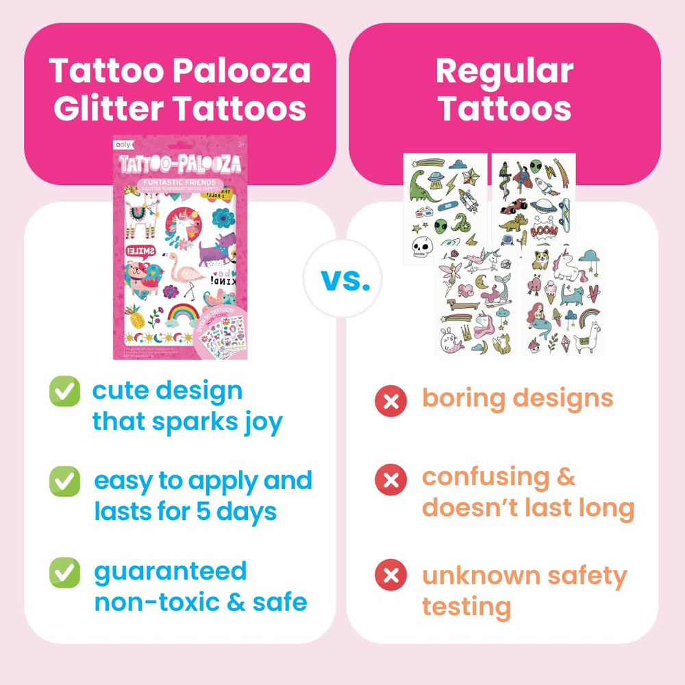 Ooly glitter tattoos safe skin-friendly inks gentle on kids' skin