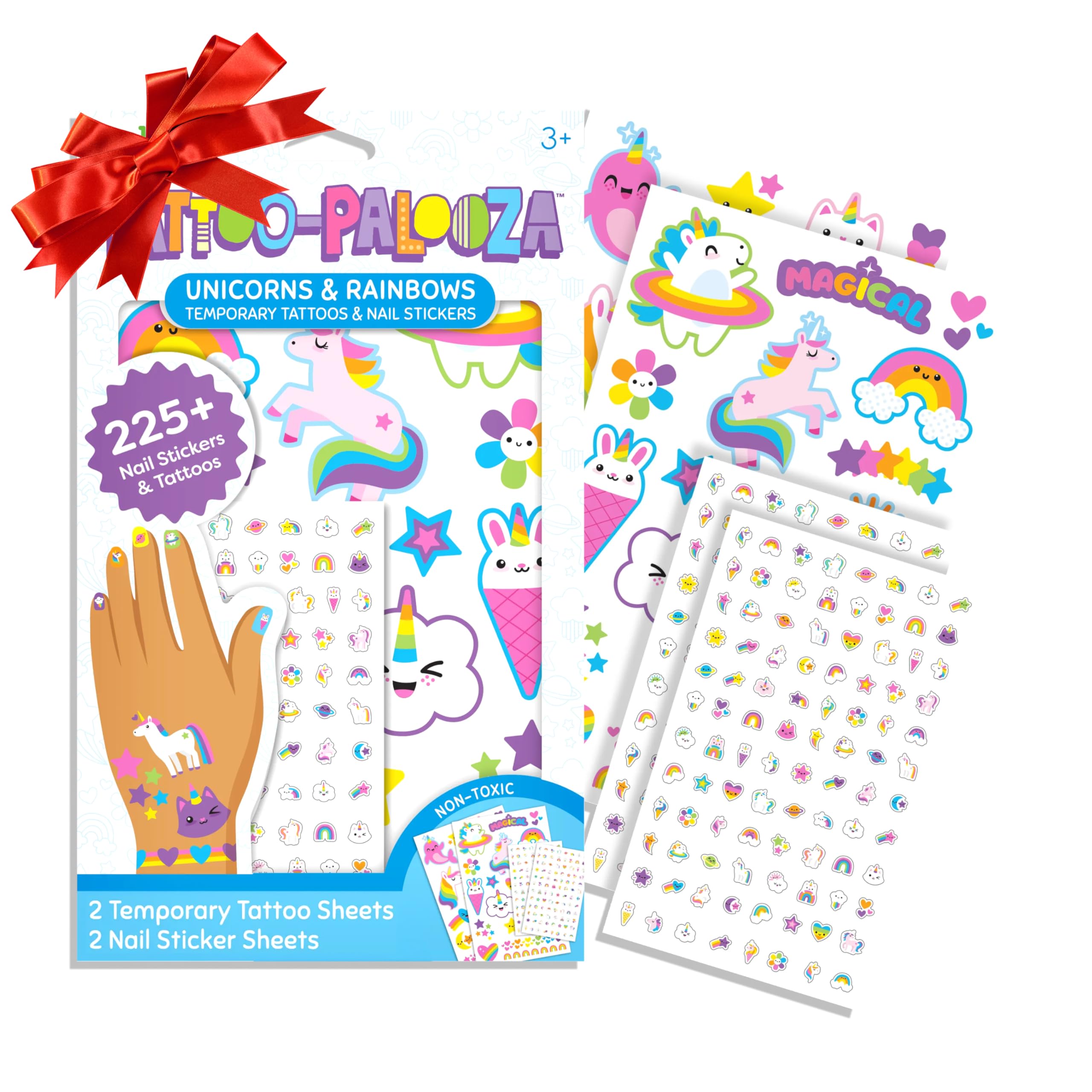 Ooly unicorn tattoos close-up showing magical designs for kids' fashion play and imaginative storytelling.