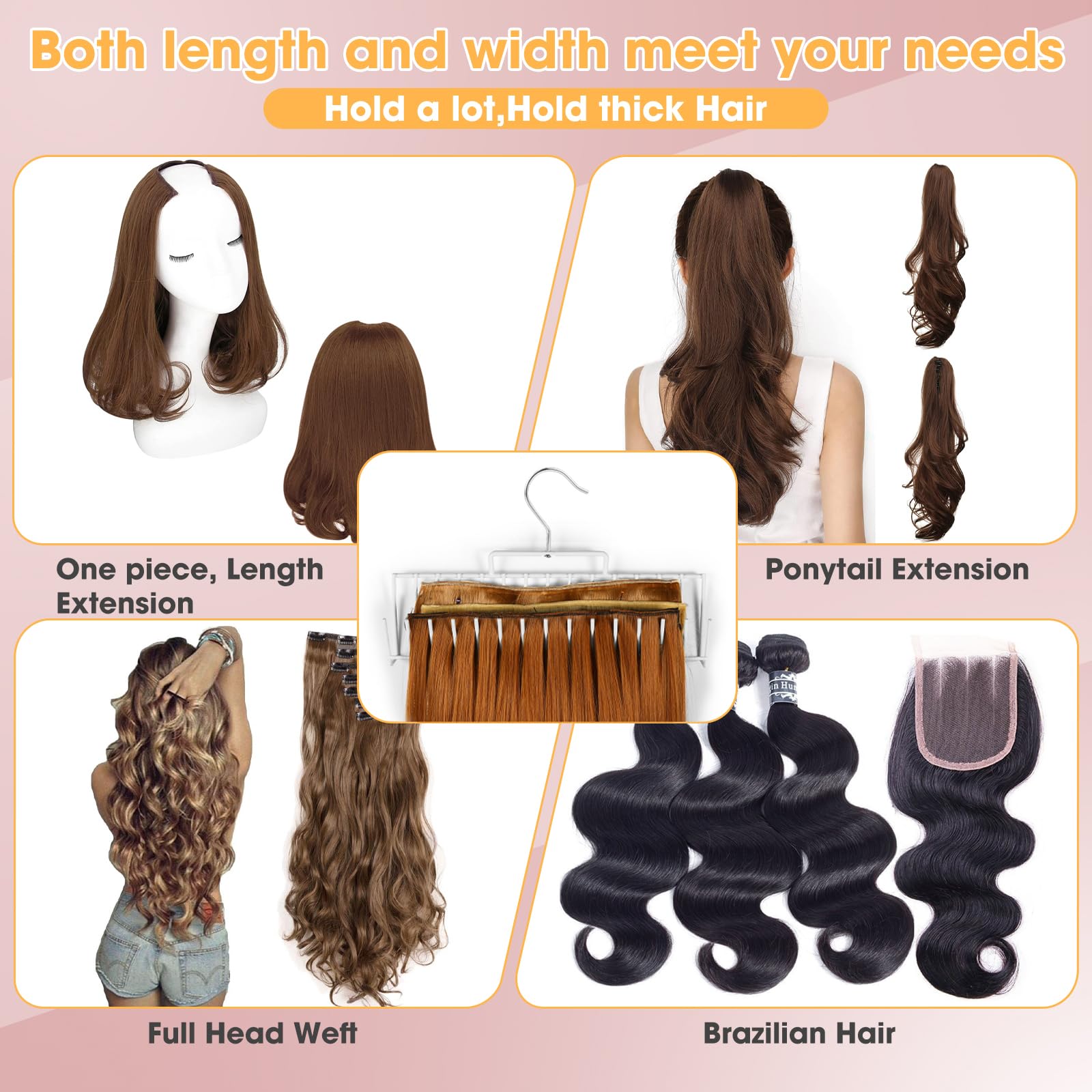 OORAII Hair Extension Holder on styling cart, ready for on-the-spot styling and drying anywhere