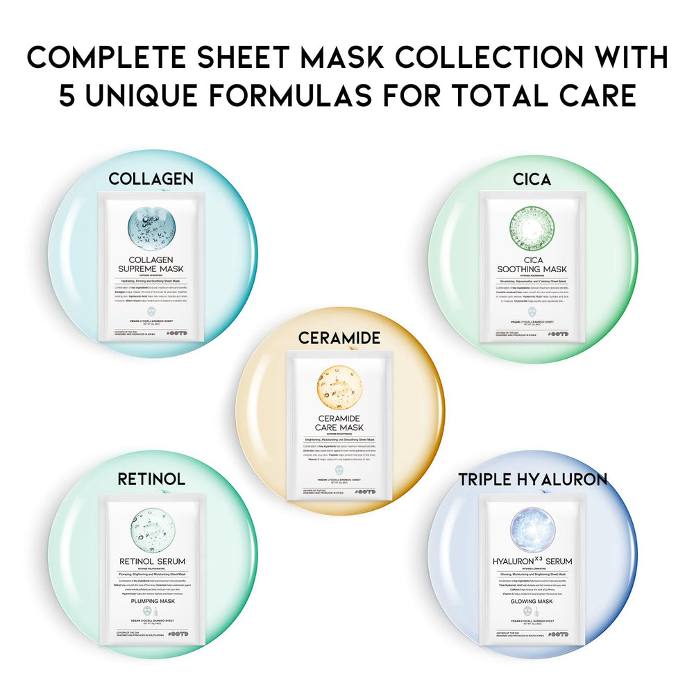 OOTD 50Combo sheet masks stacked, ready for a calming, hydrating routine