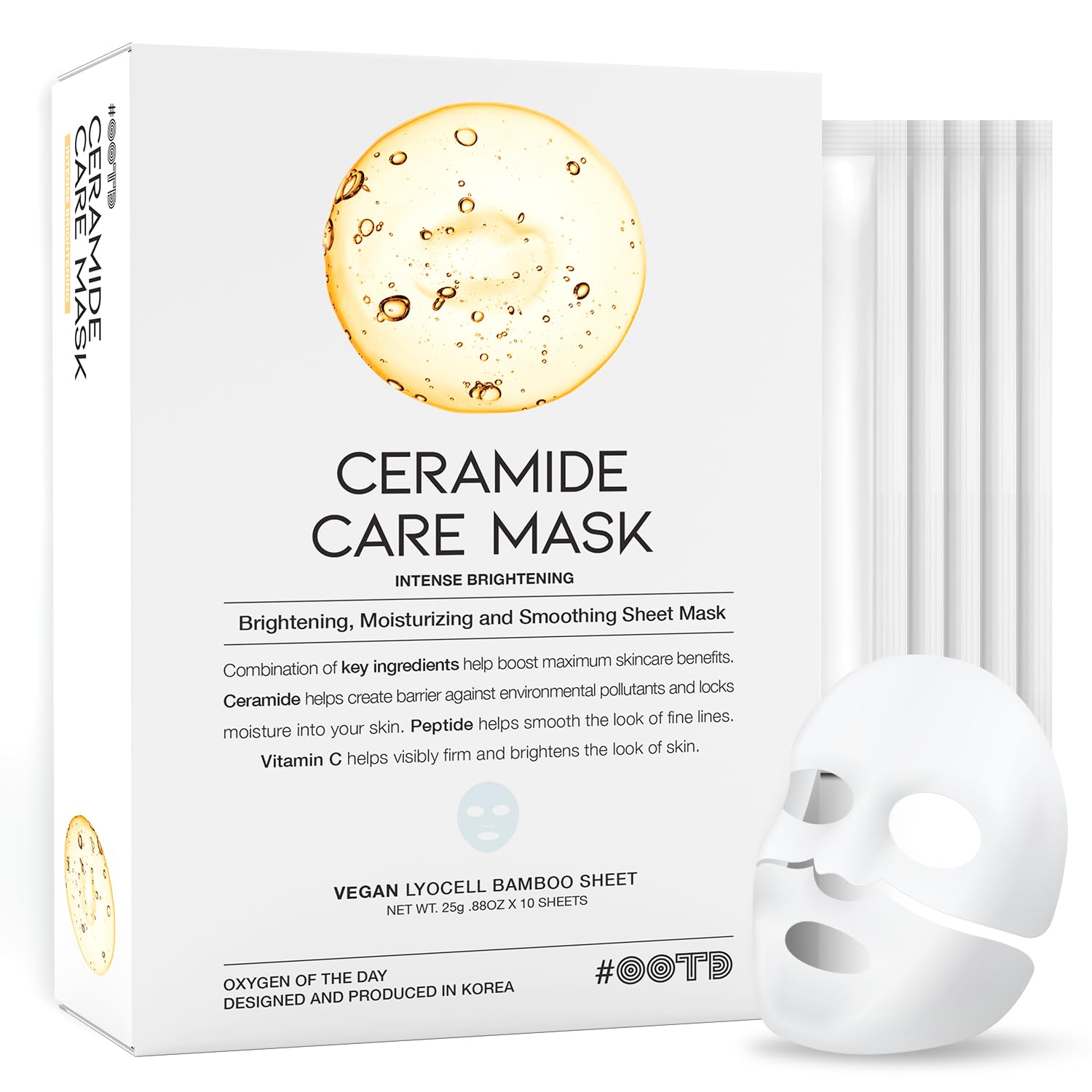 OOTD ceramide-brightening sheet mask for face delivers hydrating, barrier-supporting care.