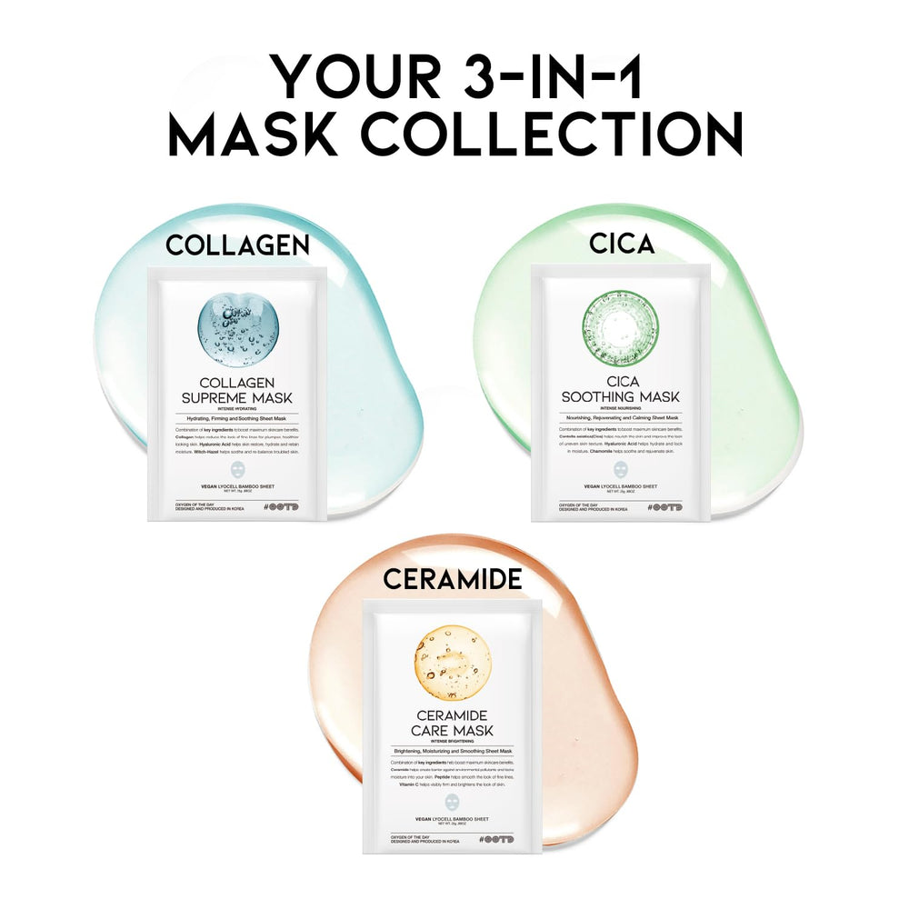 The #OOTD ceramide care mask close-up demonstrates barrier support and brightening potential.