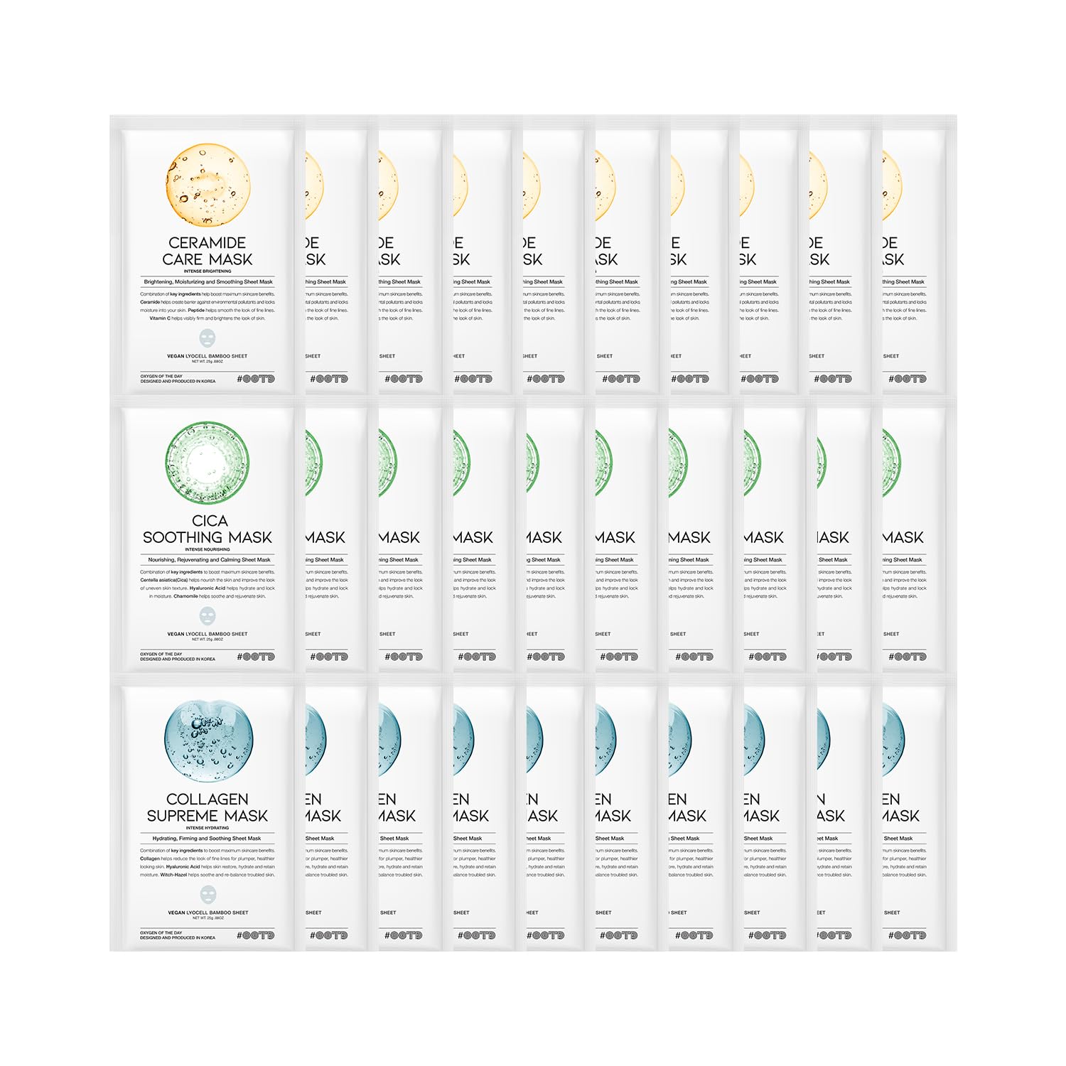 The #OOTD hydrating soothing sheet masks gift set pack showcases vegan skincare for sensitive skin hydration.