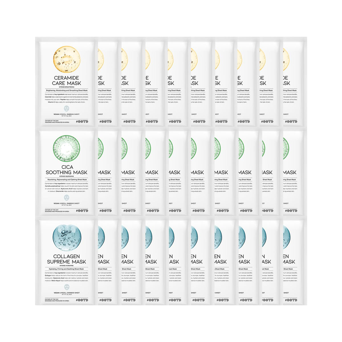 The #OOTD hydrating soothing sheet masks gift set pack showcases vegan skincare for sensitive skin hydration.