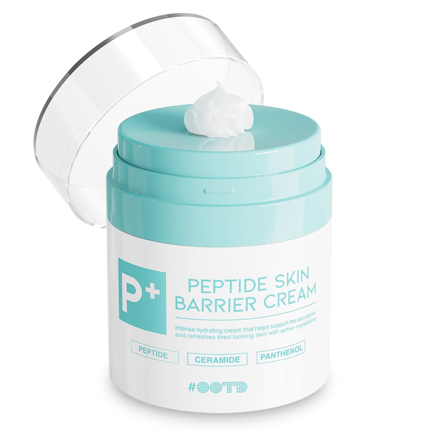 OOTD Peptide Moisturizer Jar close-up, thick hydrating texture for dry skin.