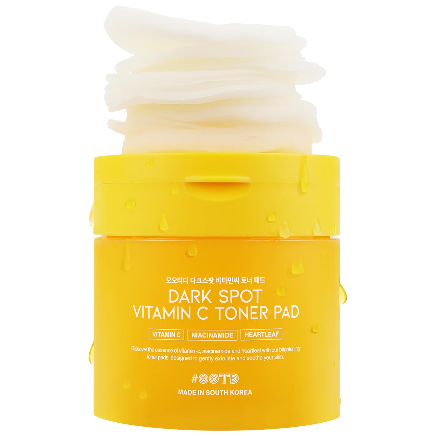 OOTD Vitamin C Toner Pad packaging shows vegan formula for daily refreshing skincare.